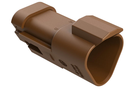 AT04-3P-SS01BRN 3-Way Receptacle, Male Connector with Solid Rear Grommet and Endcap, Brown