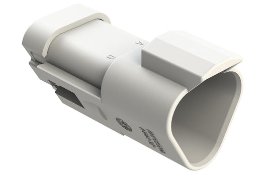 AT04-3P-SS01WHT 3-Way Receptacle, Male Connector with Solid Rear Grommet and Endcap, White