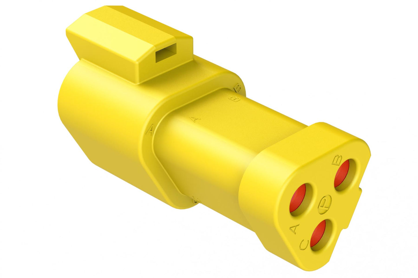AT04-3P-SS01YEL 3-Way Receptacle, Male Connector with Solid Rear Grommet and Endcap, Yellow