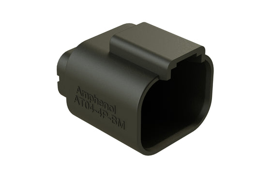 AT04-4P-BM02 4 Position PCB Flangeless (Snap Fit) Board Mount Receptacle, Pin, Gold Plated Contacts Included, Potting, Black