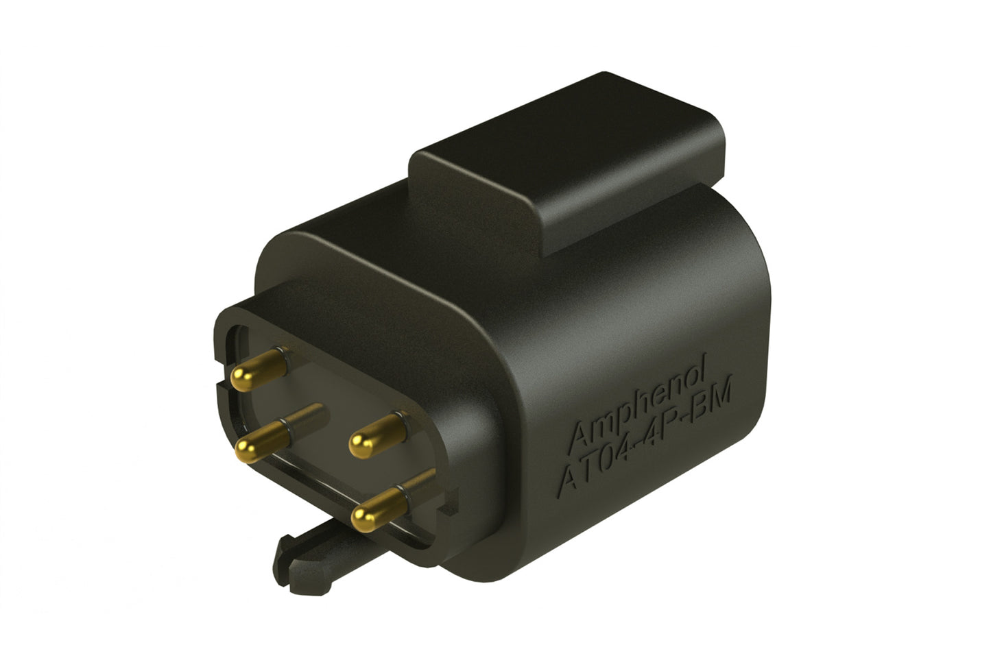 AT04-4P-BM02 4 Position PCB Flangeless (Snap Fit) Board Mount Receptacle, Pin, Gold Plated Contacts Included, Potting, Black