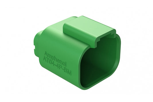AT04-4P-BM03GRN 4 Position PCB Flangeless (Snap Fit) Board Mount Receptacle, Pin, Nickel Contact Plating, No Potting, Green