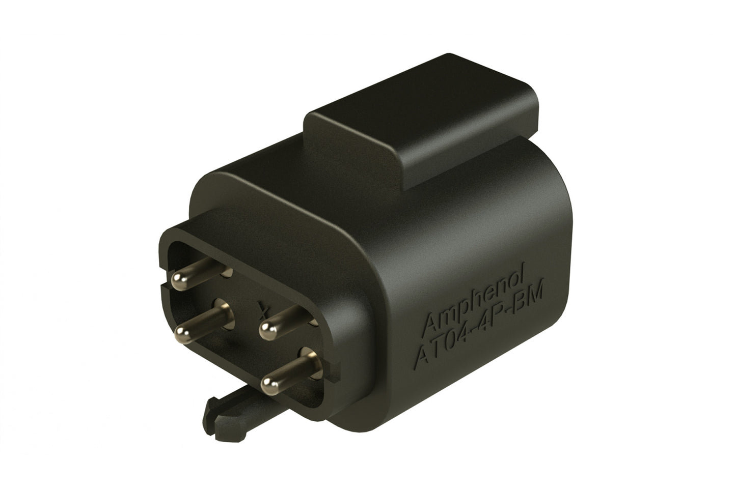 AT04-4P-BM03 4 Position PCB Flangeless (Snap Fit) Board Mount Receptacle, Pin, Nickel Contact Plating, No Potting, Black