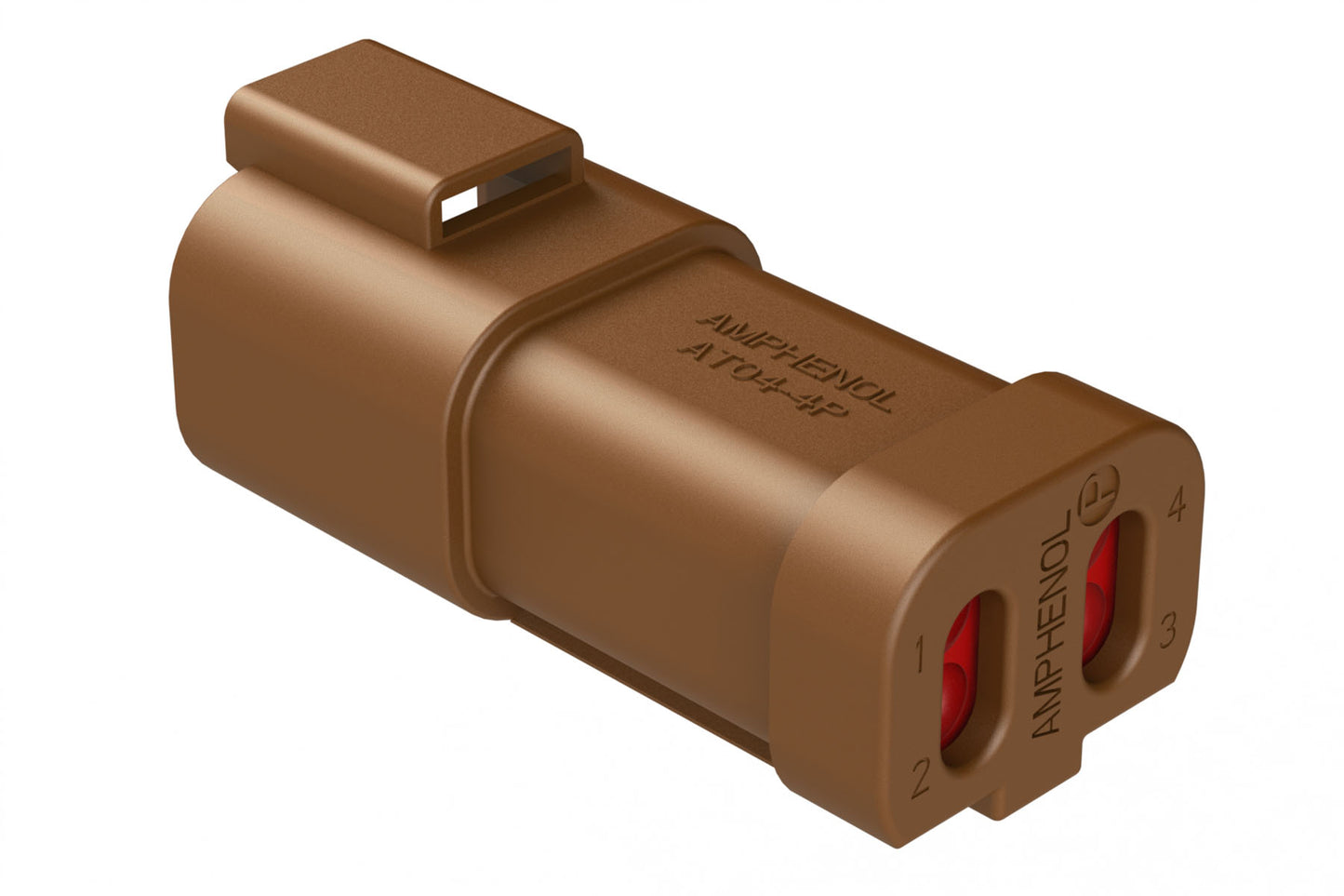 AT04-4P-EC01BRN 4-Way Receptacle, Male Connector with End Cap, Brown