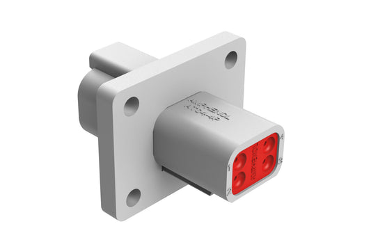 AT04-4P-L012 4 Position Receptacle Flange Mount Connector, Pin, Grey. DT04-4P-L012
