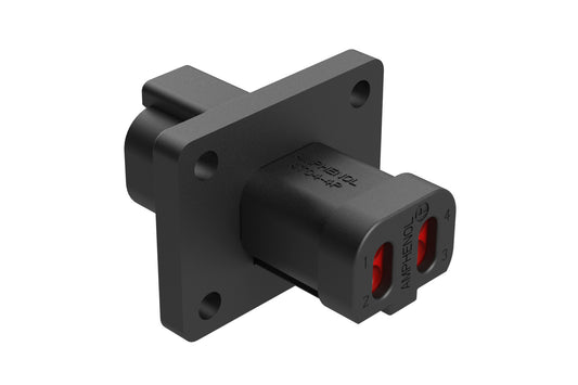 AT04-4P-LE11 4 Position Receptacle Flange Mount Connector, Pin, Black, with Endcap. DT04-4P-LE11