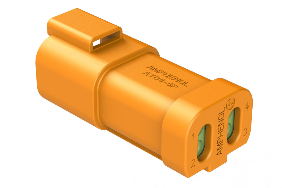 AT04-4P-MM01ORG 4-Way Receptacle, Male Connector with Reduced Diameter ...