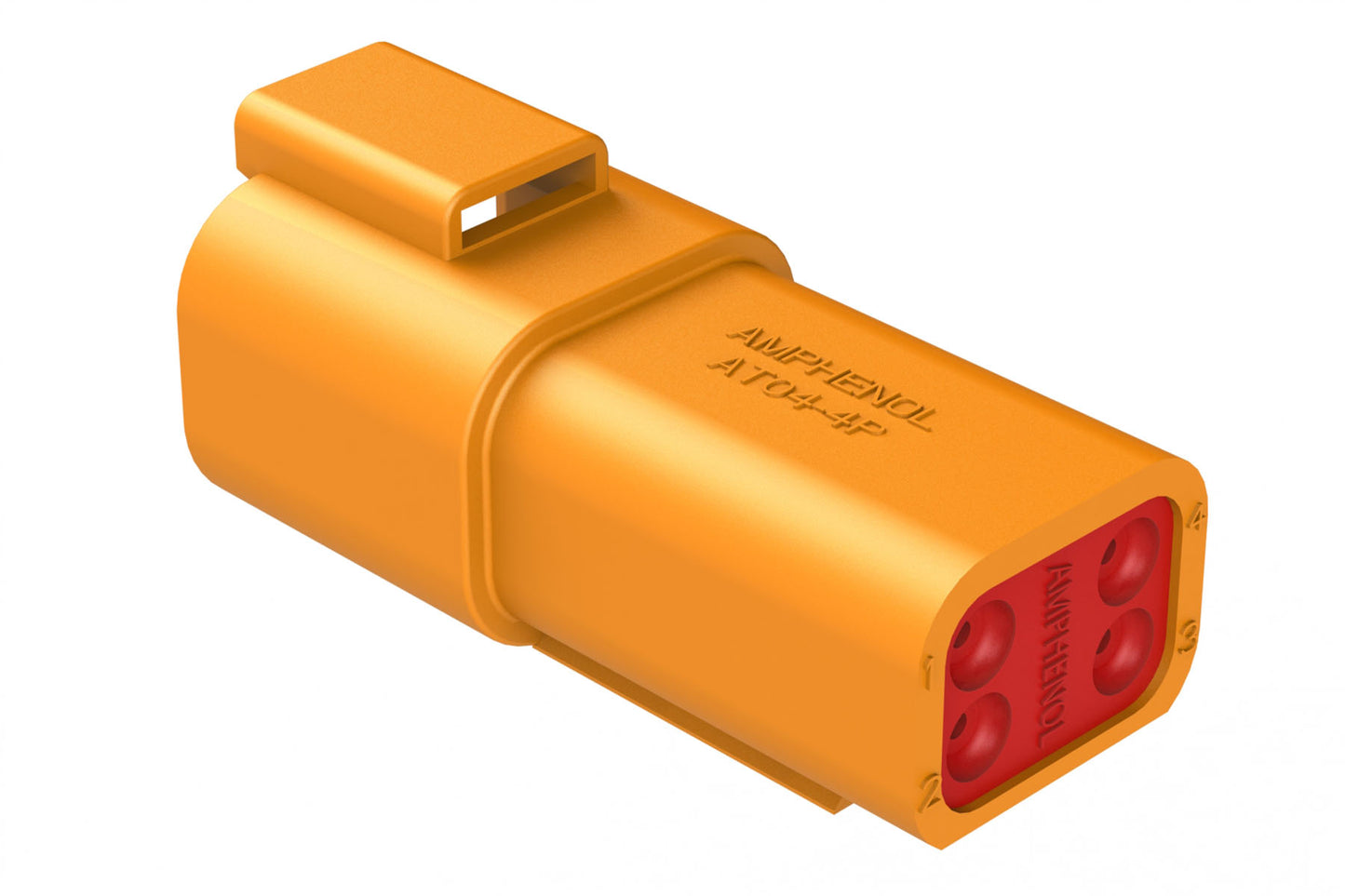 AT04-4P-ORG 4-way Receptacle, Male Connector, Orange