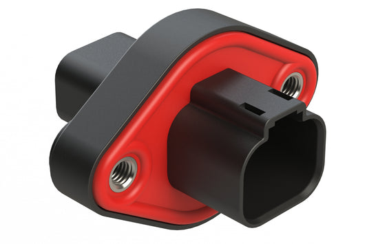AT04-4P-PM05BLK 4 Position Panel Mount Receptacle with Flange, Pin, Self-Threading Integrated Latch, Gasket, Black