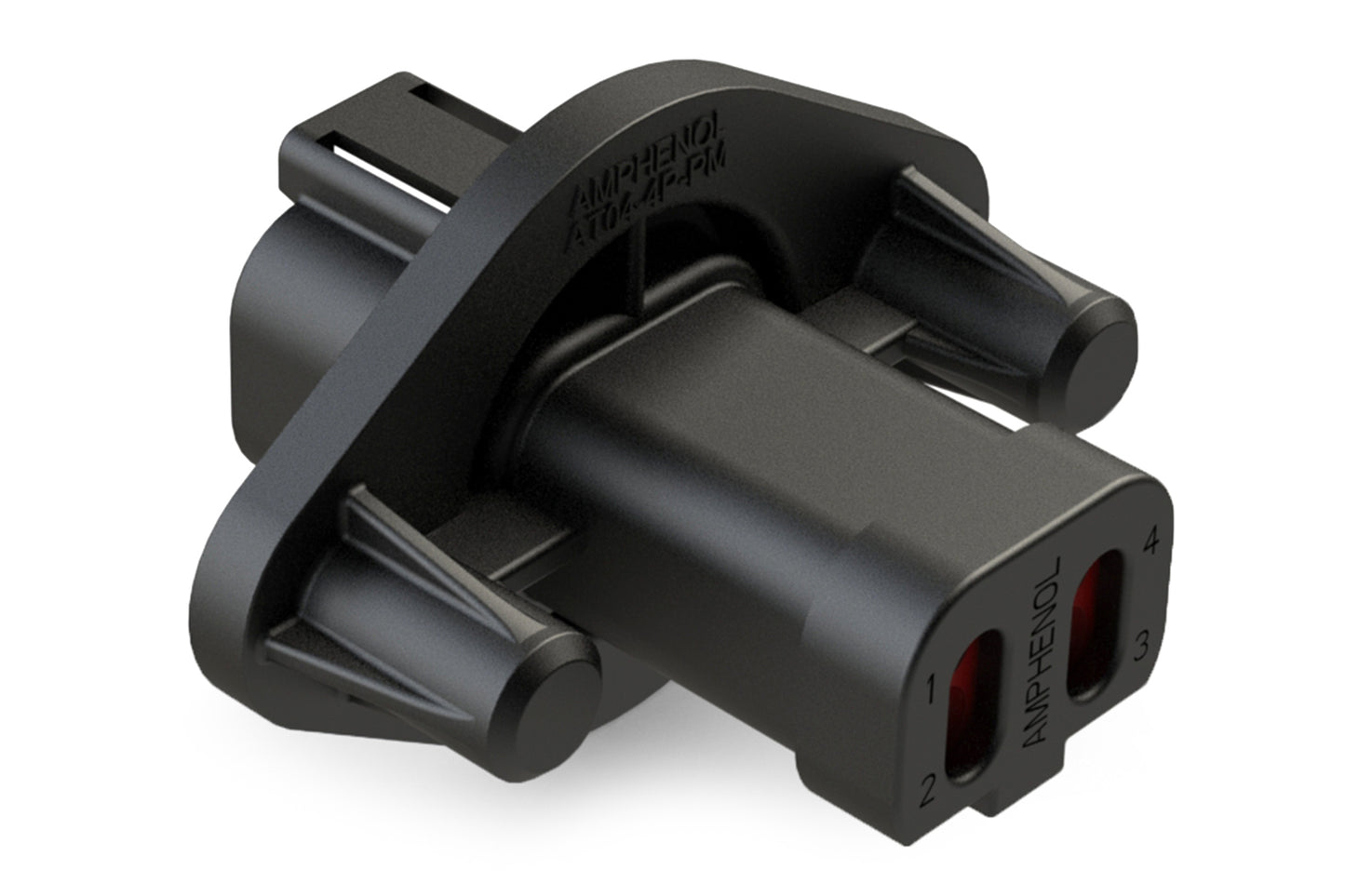 AT04-4P-PM13 4 Position Receptacle, Pin, Nickel, Panel Mount, Self-Threading, Cap