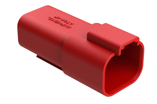 AT04-4P-RED 4-Way Receptacle, Male Connector, Red