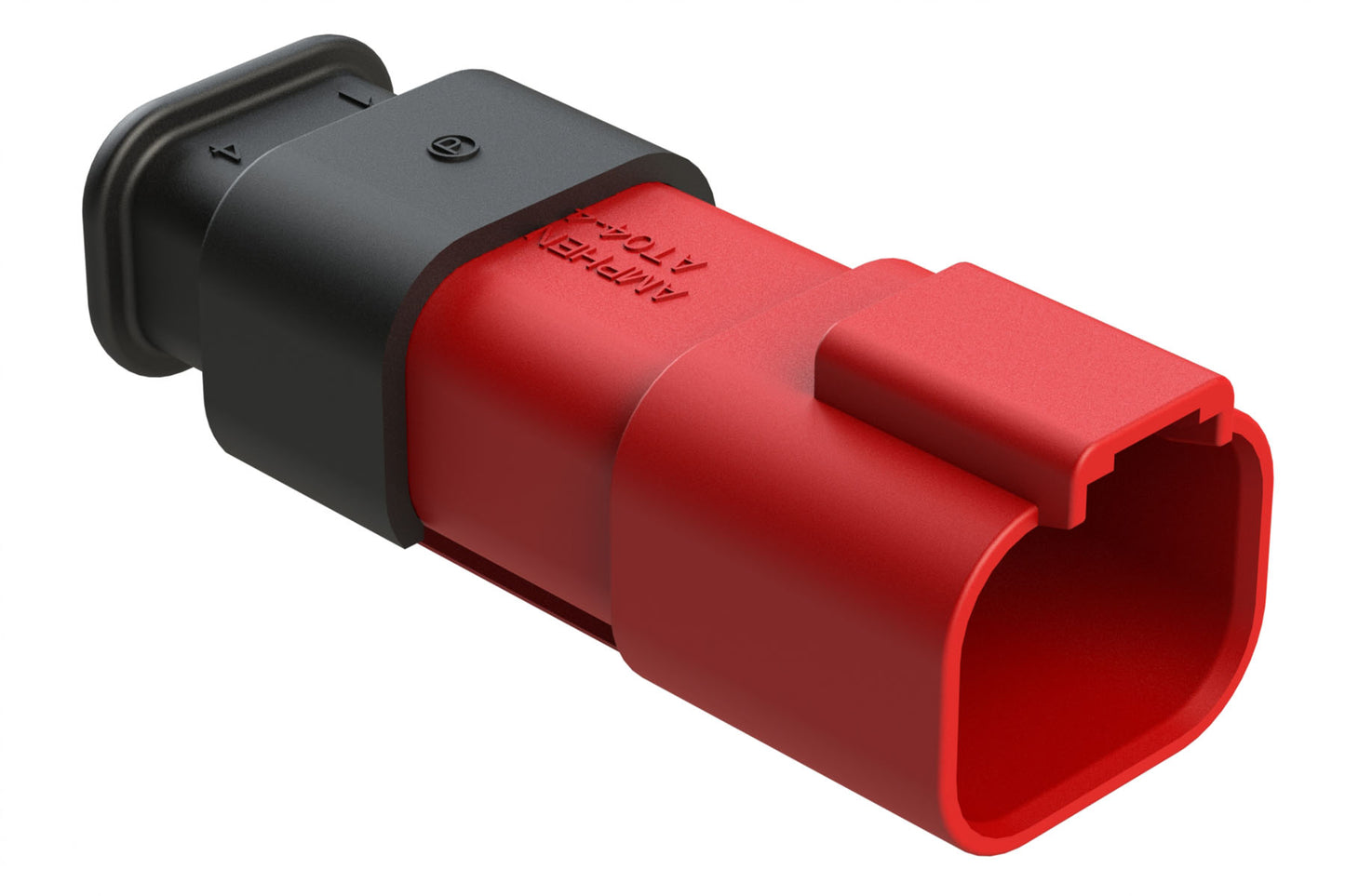 AT04-4P-SR01RED 4-Way Receptacle Male Connector with Strain Relief Endcap, Standard Seal, Red