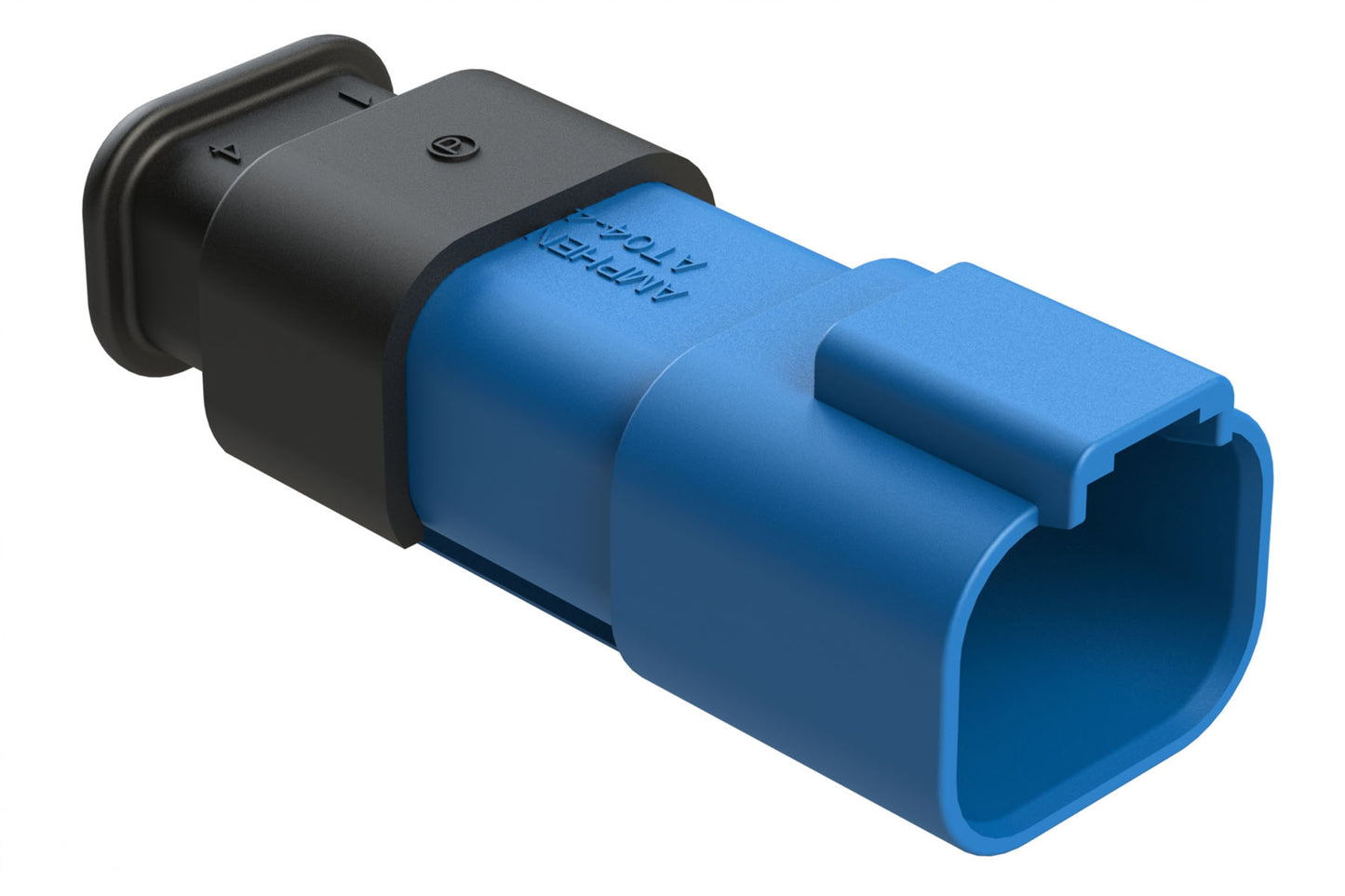 AT04-4P-SR02BLU 4-Way Receptacle Male Connector with Strain Relief, Reduced Diameter Seal, Blue