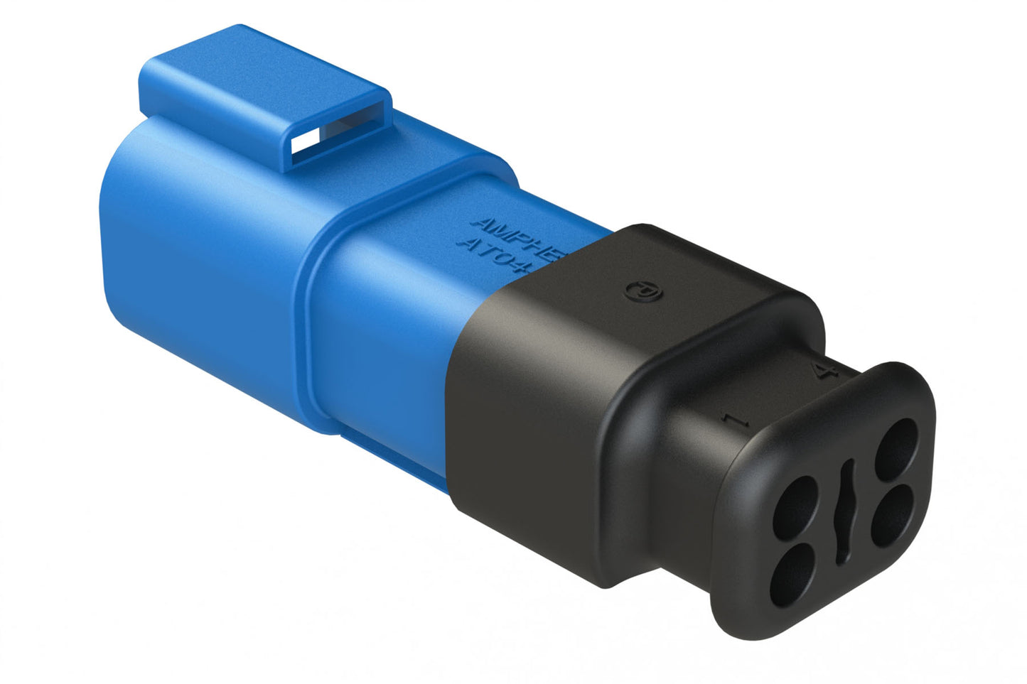 AT04-4P-SR02BLU 4-Way Receptacle Male Connector with Strain Relief, Reduced Diameter Seal, Blue
