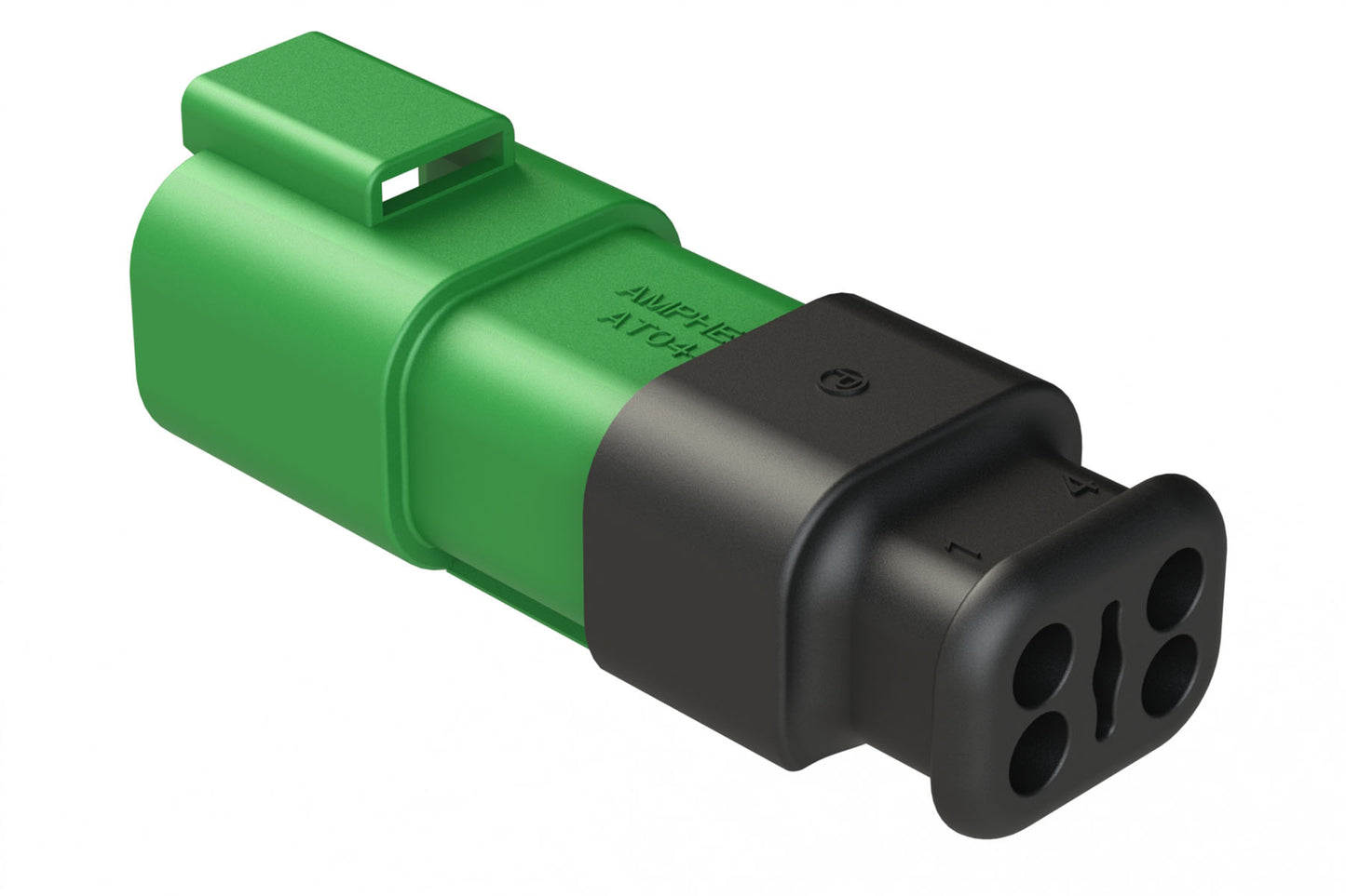 AT04-4P-SR02GRN 4-Way Receptacle Male Connector with Strain Relief, Reduced Diameter Seal, Green