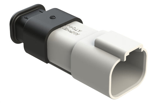 AT04-4P-SR02WHT 4-Way Receptacle Male Connector with Strain Relief, Reduced Diameter Seal, White