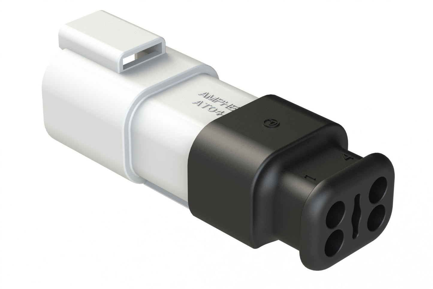AT04-4P-SR02WHT 4-Way Receptacle Male Connector with Strain Relief, Reduced Diameter Seal, White
