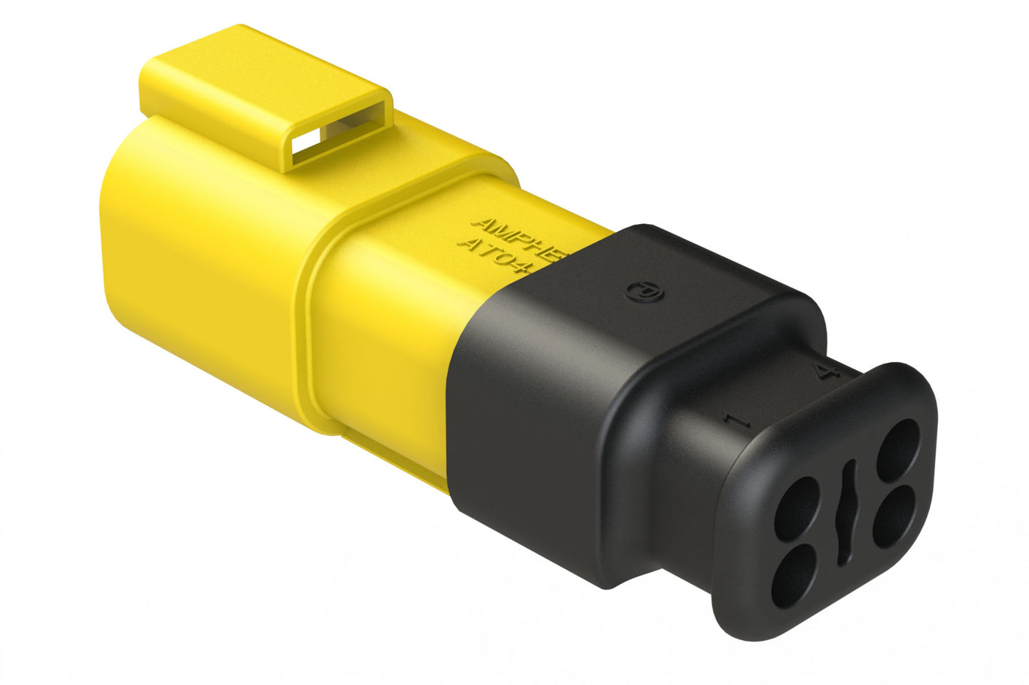 AT04-4P-SR02YEL 4-Way Receptacle Male Connector with Strain Relief, Reduced Diameter Seal, Yellow