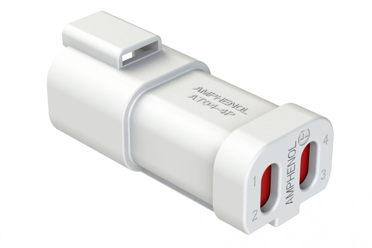 AT04-4P-SS01WHT 4-Way Receptacle, Male Connector with Solid Rear Grommet and Endcap, White