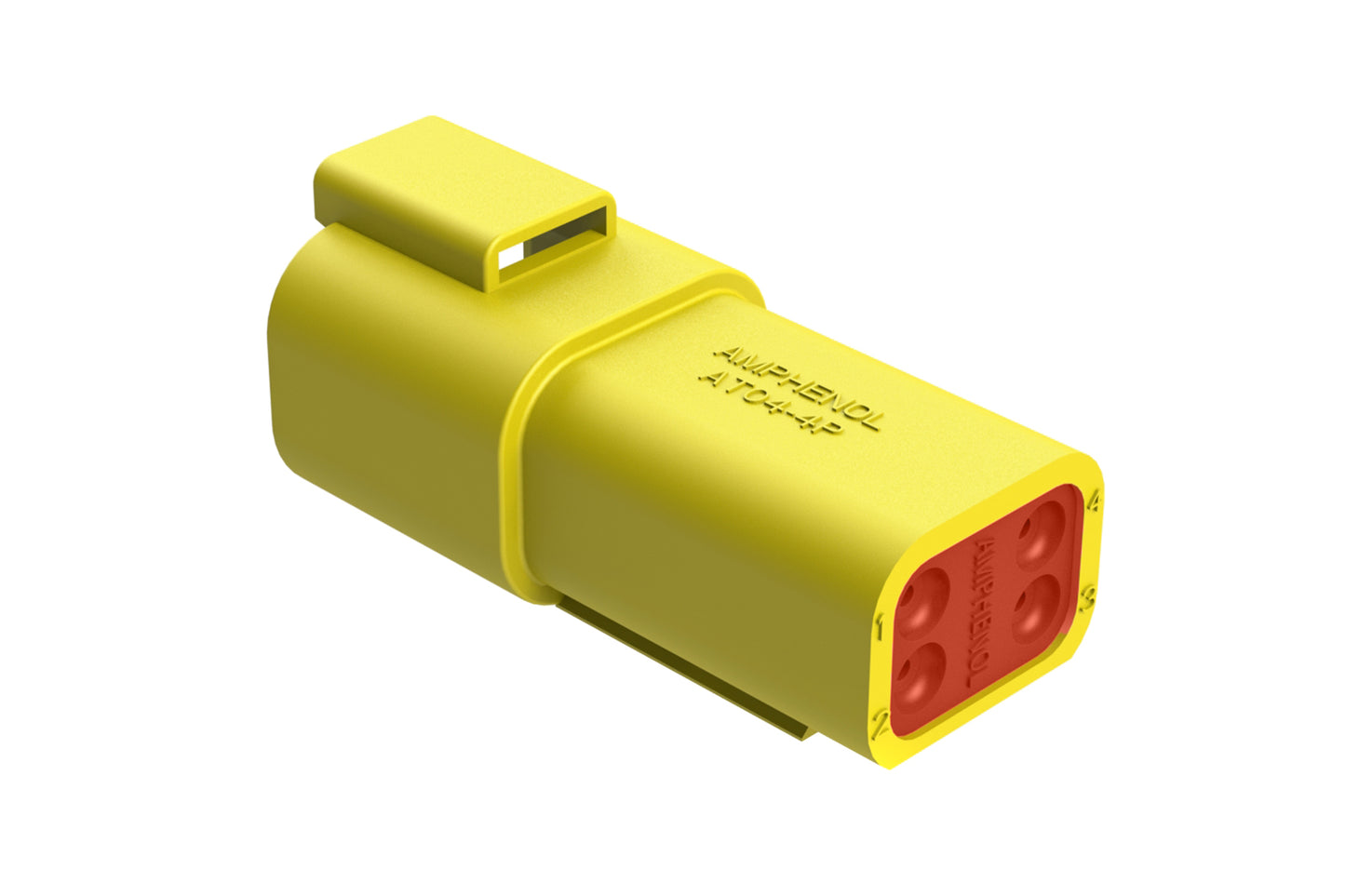 AT04-4P-YEL 4-way Receptacle, Male Connector, Yellow