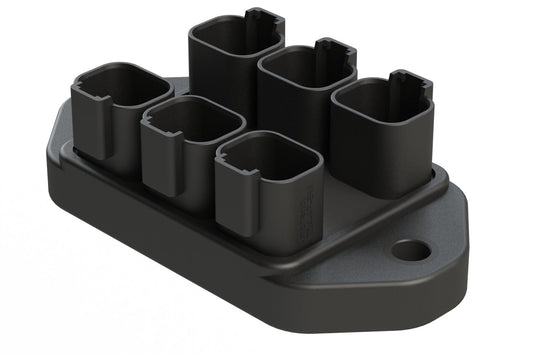 AT04-4PBM04-X601 24 Position Power Splitter Control Module, 4 Pin x 6 Device Layout, Nickel Contacts, 13A, Green LED, Potted, Black