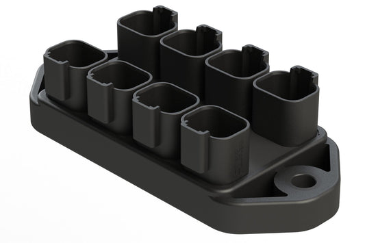 AT04-4PBM04-X801 32 Position Power Splitter Control Module, 4 Pin x 8 Device Layout, Nickel Contacts, 13A, Green LED, Potted, Black