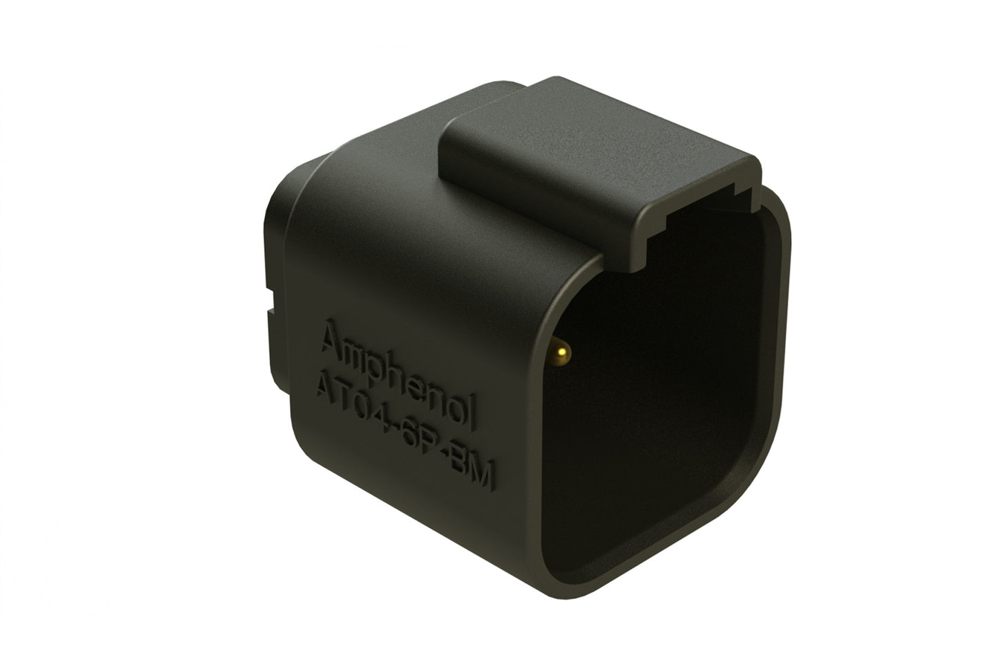 AT04-6P-BM01 6 Position PCB Flangeless (Snap Fit) Board Mount Receptacle, Pin, Gold Plated Contacts Included, No Potting, Black