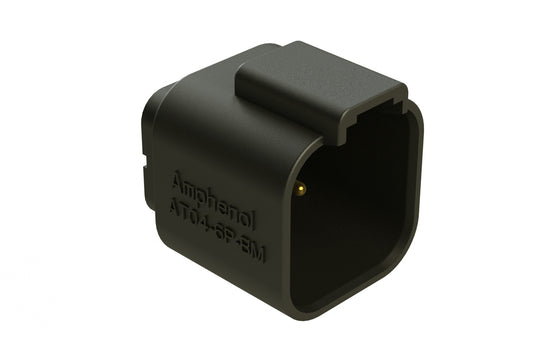AT04-6P-BM02 6 Position PCB Flangeless (Snap Fit) Board Mount Receptacle, Pin, Gold Plated Contacts Included, Potting, Black