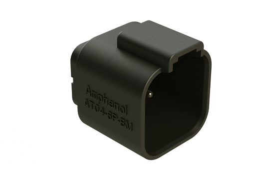 AT04-6P-BM03 6 Position PCB Flangeless (Snap Fit) Board Mount Receptacle, Pin, Nickel Contact Plating, No Potting, Black