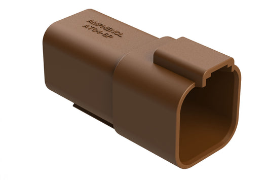 AT04-6P-BRN 6-Way Receptacle, Male Connector, Brown