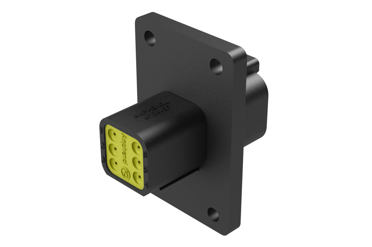 AT04-6P-CL06 6 Position Receptacle Flange Mount Connector, Pin, Black, Reduced Diamer Seal. DT04-6P-CL06