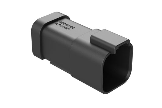 AT04-6P-EP13 6-way receptacle, (1) 6 Pin busbar=39 amps, nickel plating, black. Contacts included. DT04-6P-EP13