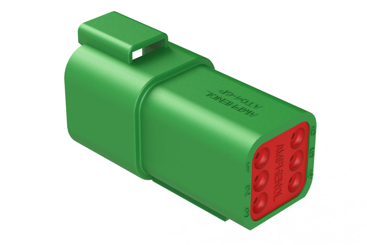 AT04-6P-GRN 6-Way Receptacle, Male Connector, Green – Amphenol Australia