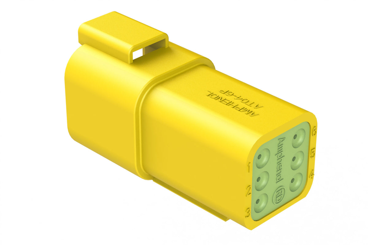 AT04-6P-RD01YEL 6-Way Receptacle, Male Connector with Reduced Diameter ...