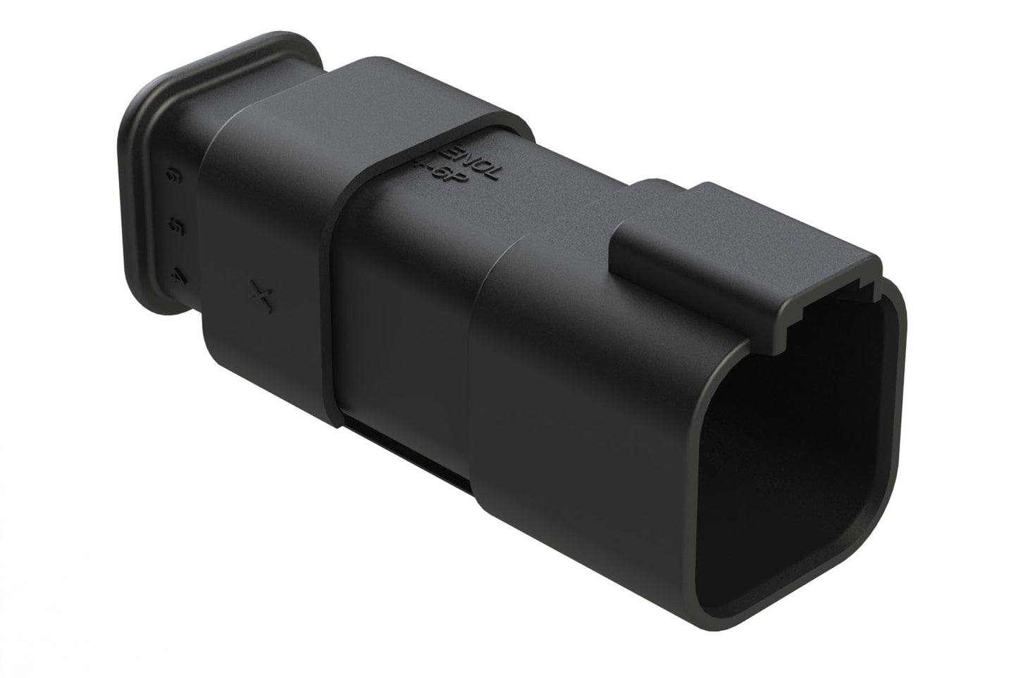 AT04-6P-SR01BLK 6-Way Receptacle Male Connector with Strain Relief Endcap, Standard Seal, Black