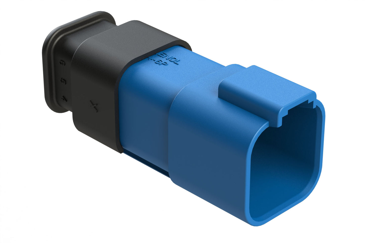 AT04-6P-SR01BLU 6-Way Receptacle Male Connector with Strain Relief Endcap, Standard Seal, Blue