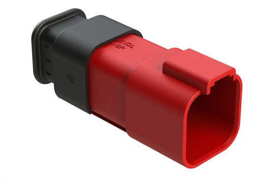 AT04-6P-SR01RED 6-Way Receptacle Male Connector with Strain Relief Endcap, Standard Seal, Red