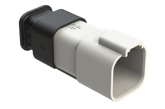 AT04-6P-SR01WHT 6-Way Receptacle Male Connector with Strain Relief Endcap, Standard Seal, White