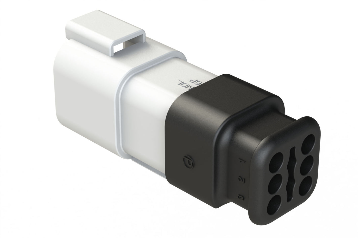 AT04-6P-SR01WHT 6-Way Receptacle Male Connector with Strain Relief Endcap, Standard Seal, White