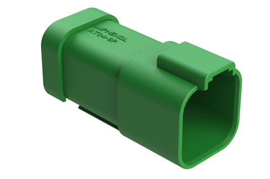 AT04-6P-SS01GRN 6-Way Receptacle, Male Connector with Solid Rear Grommet and Endcap, Green