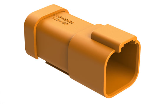 AT04-6P-SS01ORG 6-Way Receptacle, Male Connector with Solid Rear Grommet and Endcap, Orange
