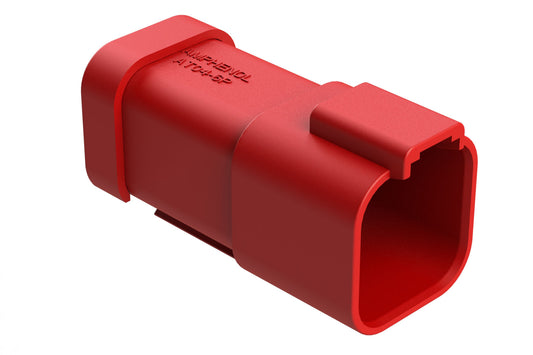AT04-6P-SS01RED 6-Way Receptacle, Male Connector with Solid Rear Grommet and Endcap, Red