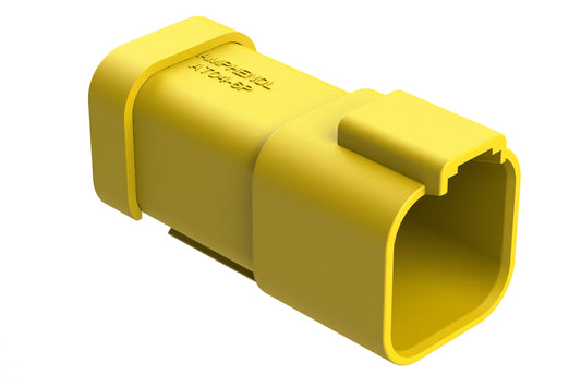 AT04-6P-SS01YEL 6-Way Receptacle, Male Connector with Solid Rear Grommet and Endcap, Yellow