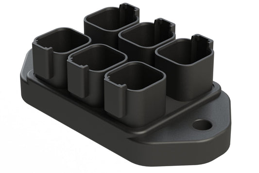 AT04-6PBM04-X601 36 Position Power Splitter Control Module, 6 Pin x 6 Device Layout, Nickel Contacts, 13A, Green LED, Potted, Black