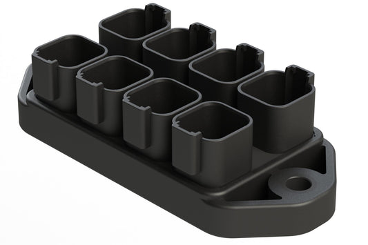 AT04-6PBM04-X801 48 Position Power Splitter Control Module, 6 Pin x 8 Device Layout, Nickel Contacts, 13A, Green LED, Potted, Black