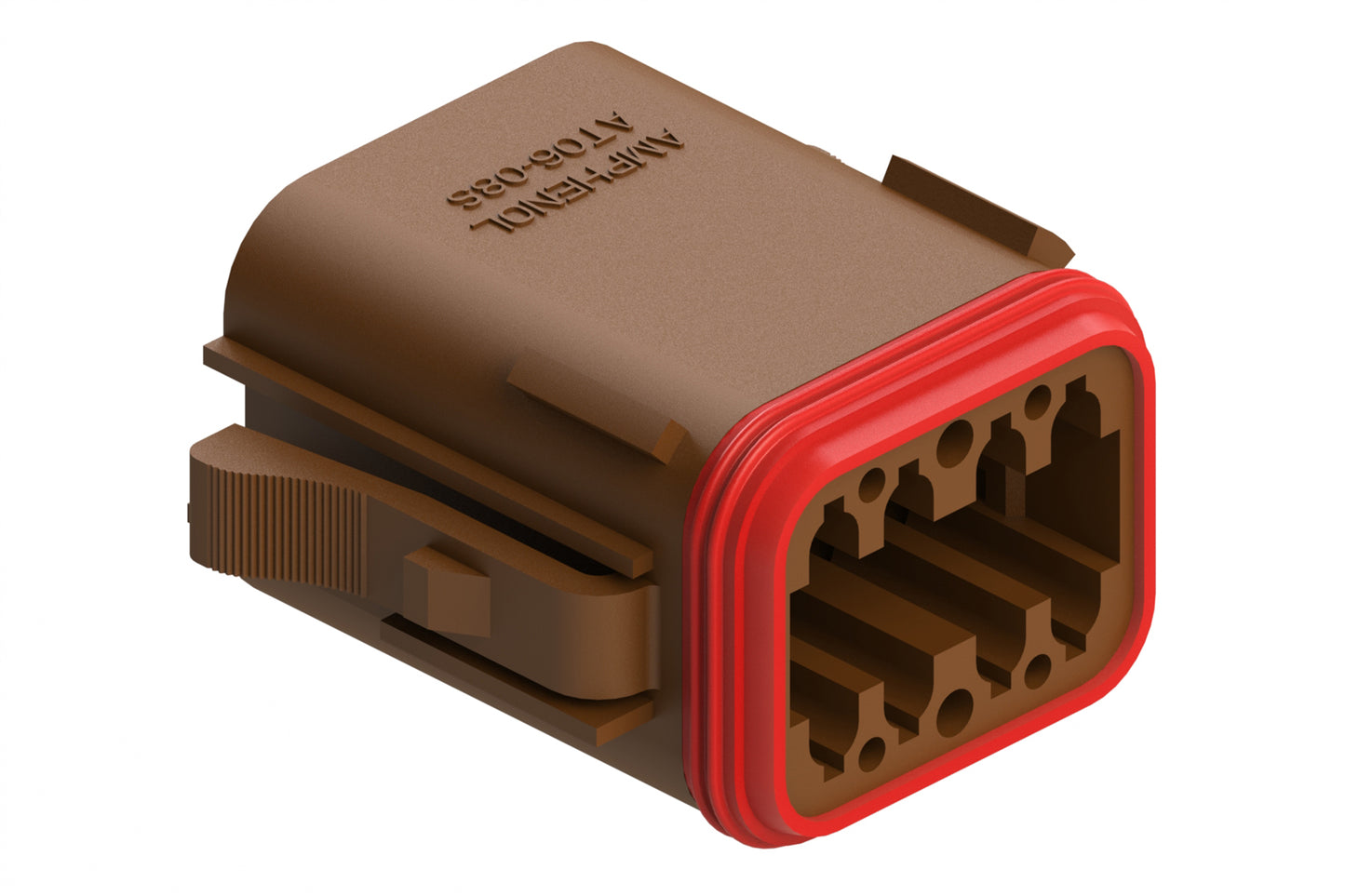 AT06-08SA-BRN 8-Way Plug, Female Connector with A Position Key, Brown