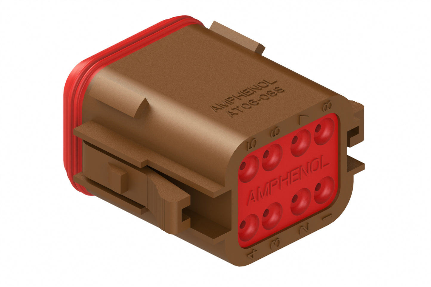 AT06-08SA-BRN 8-Way Plug, Female Connector with A Position Key, Brown