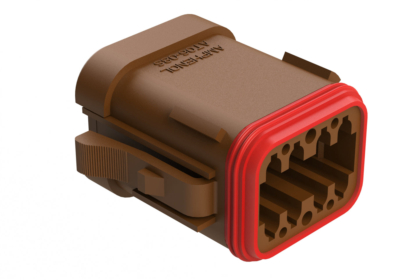 AT06-08SA-ECBRN 8-Way Plug, Female Connector with A Position Key and End Cap, Brown