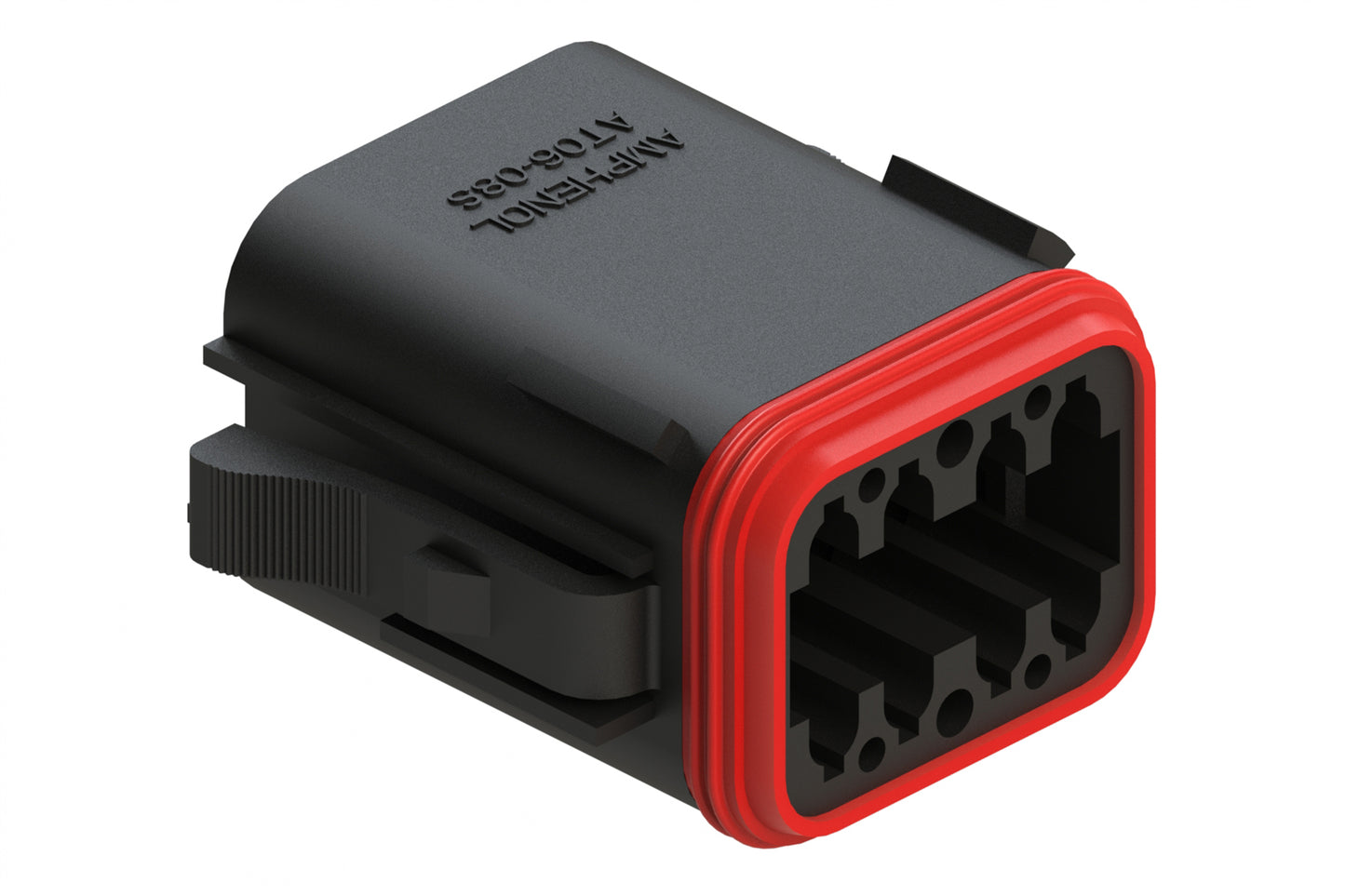 AT06-08SA-RDBLK 8-Way Plug, Female Connector with A Position Key and Reduced Diameter Seals (E-Seal), Black. DT06-08SA-CE10, DT06-08SA-CE06