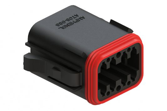 AT06-08SA-RDBLK 8-Way Plug, Female Connector with A Position Key and Reduced Diameter Seals (E-Seal), Black. DT06-08SA-CE10, DT06-08SA-CE06